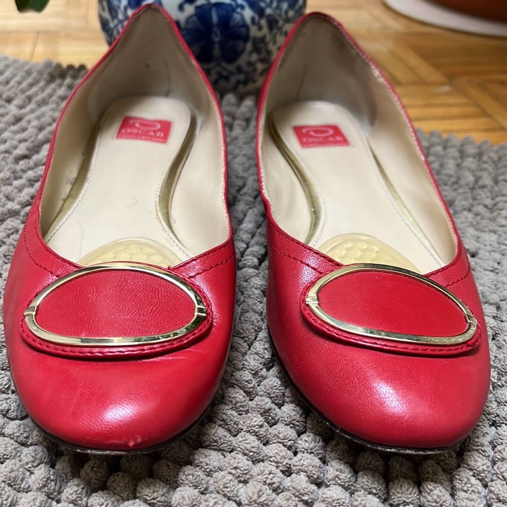 OSCAR DE LÁ RENTA leather flat shoes, 81/2